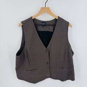 Gap houndstooth tailored vest waistcoat menswear style vintage look XL